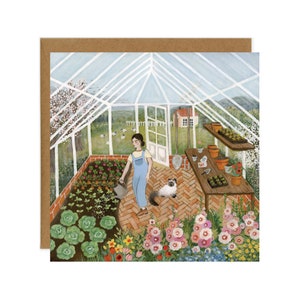 Carte postale fleurs printanières, carte serre, oeuvre d'art jardin printanier