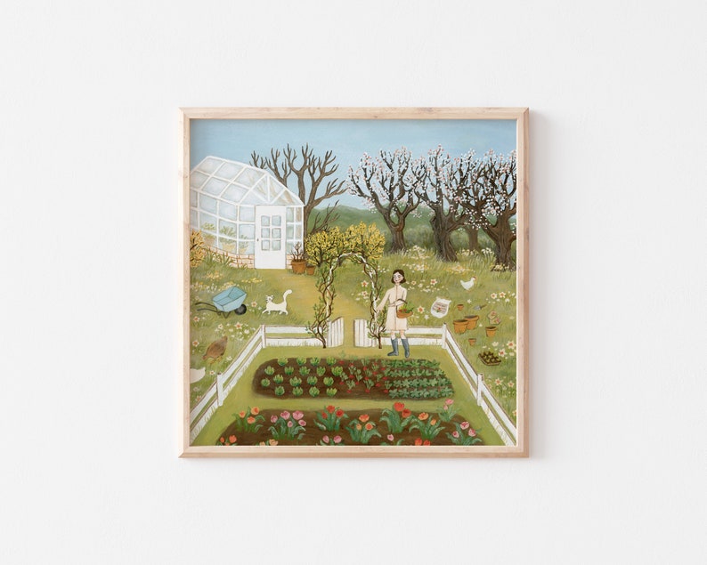 Spring Seedling Illustration, Cottagecore Art, Spring Artprint image 2