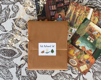 Fall Postcard Set, Cozy Cottagecore Cards, Autumn Mini Prints