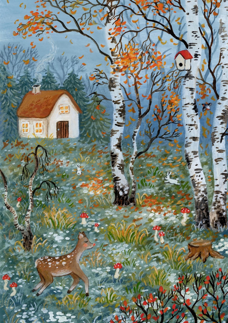 In Between Seasons Illustration, Enchanted Forest Art, Wild Animals ...