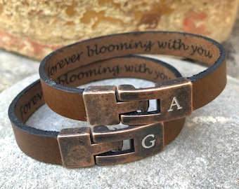 Personalisiertes Herren Lederarmband, Armreif mit Gravur