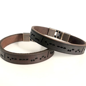 Morse Code Personalized Leather Bracelet for Men,Secret Message Leather Bracelet,Bracelets for Men,Morse Code Bracelets,Anniversary Gifts