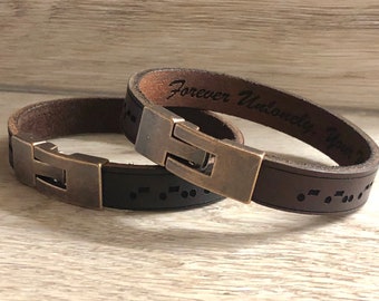Pulsera de cuero personalizada con código Morse, joyería con mensaje secreto grabado a medida, regalo de aniversario para él