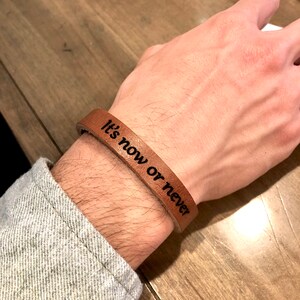 Personalized Leather Bracelets For Men Anniversary Gift for Husband Engraved Jewelry For Dad, Secret Message Engraved Bracelet For Boyfriend