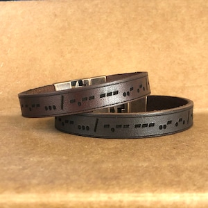 Morse Code Personalized Leather Bracelet for Men,Secret Message Leather Bracelet,Bracelets for Men,Morse Code Bracelets,Anniversary Gifts