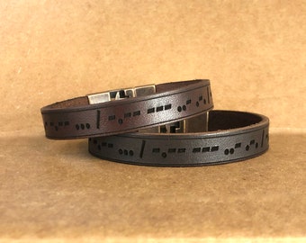 Morse Code Personalized Leather Bracelet for Men,Secret Message Leather Bracelet,Bracelets for Men,Morse Code Bracelets,Anniversary Gifts
