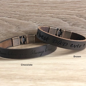 Personalized Leather Bracelets For Men Anniversary Gift for Husband Engraved Jewelry For Dad, Secret Message Engraved Bracelet For Boyfriend