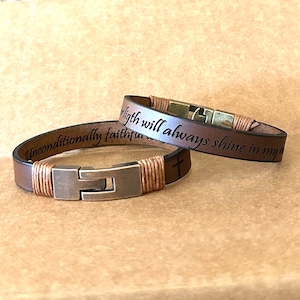 FREE SHIPPING-Gift For Son Secret Message Bracelet Hidden Message Personalize Leather Bracelet Custom Birthday Gift for Him Her Boyfriend