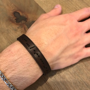 Morse Code Personalized Leather Bracelet for Men,Secret Message Leather Bracelet,Bracelets for Men,Morse Code Bracelets,Anniversary Gifts