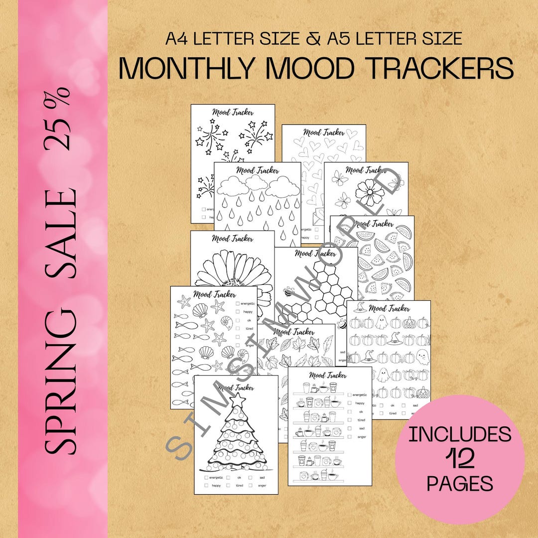 Printable Mood Tracker Bundle: A4 & A5 Journal Pages (digital Download ...