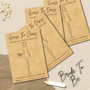 Printable Guess The Dress Bridal Shower Game, Rustic Wedding Shower Game, Printable Bridal Shower Game, Unique Craft Bridal Shower Game