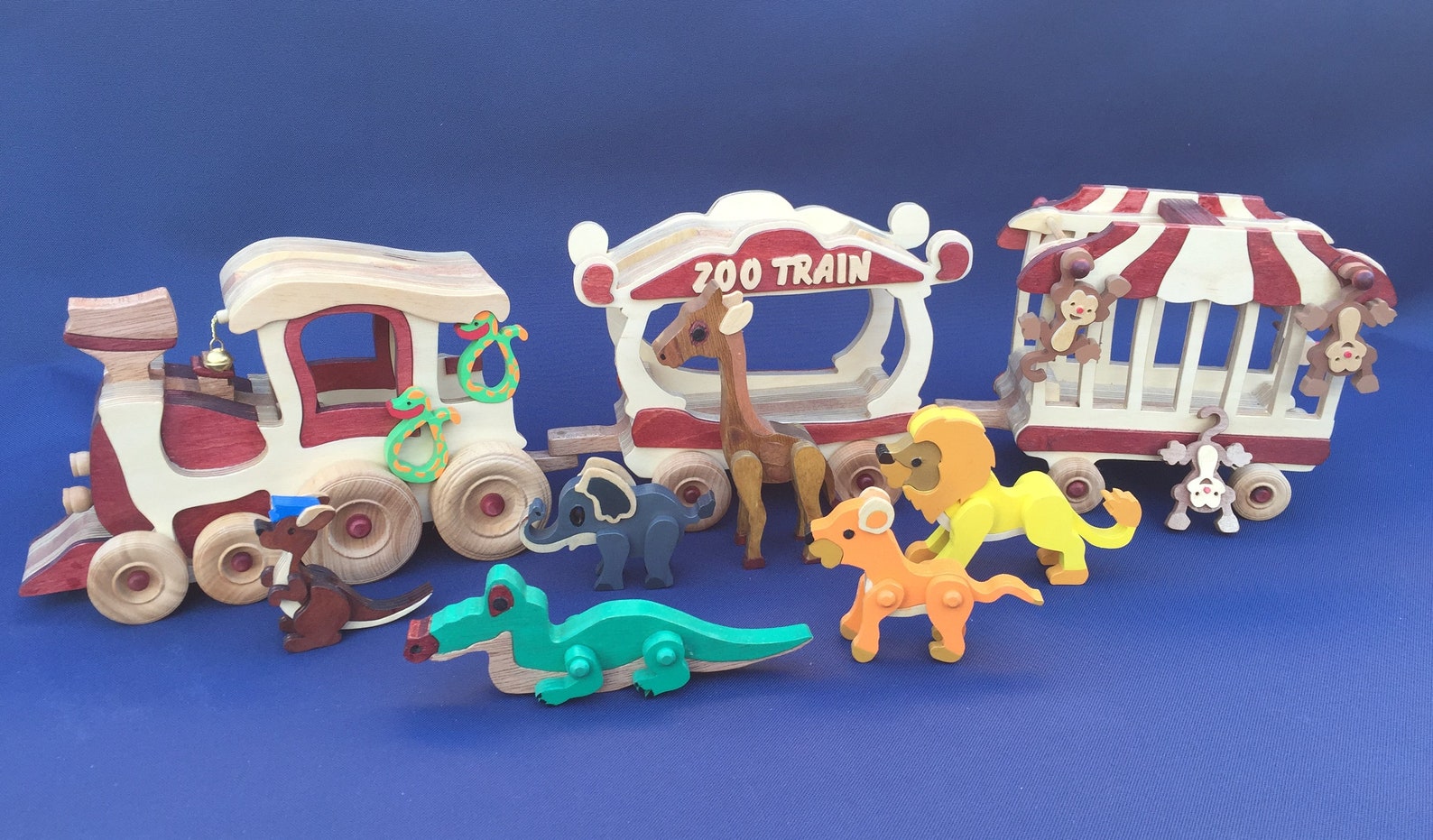 Wooden Zoo Train Wooden Train with Animals Model Train with Etsy