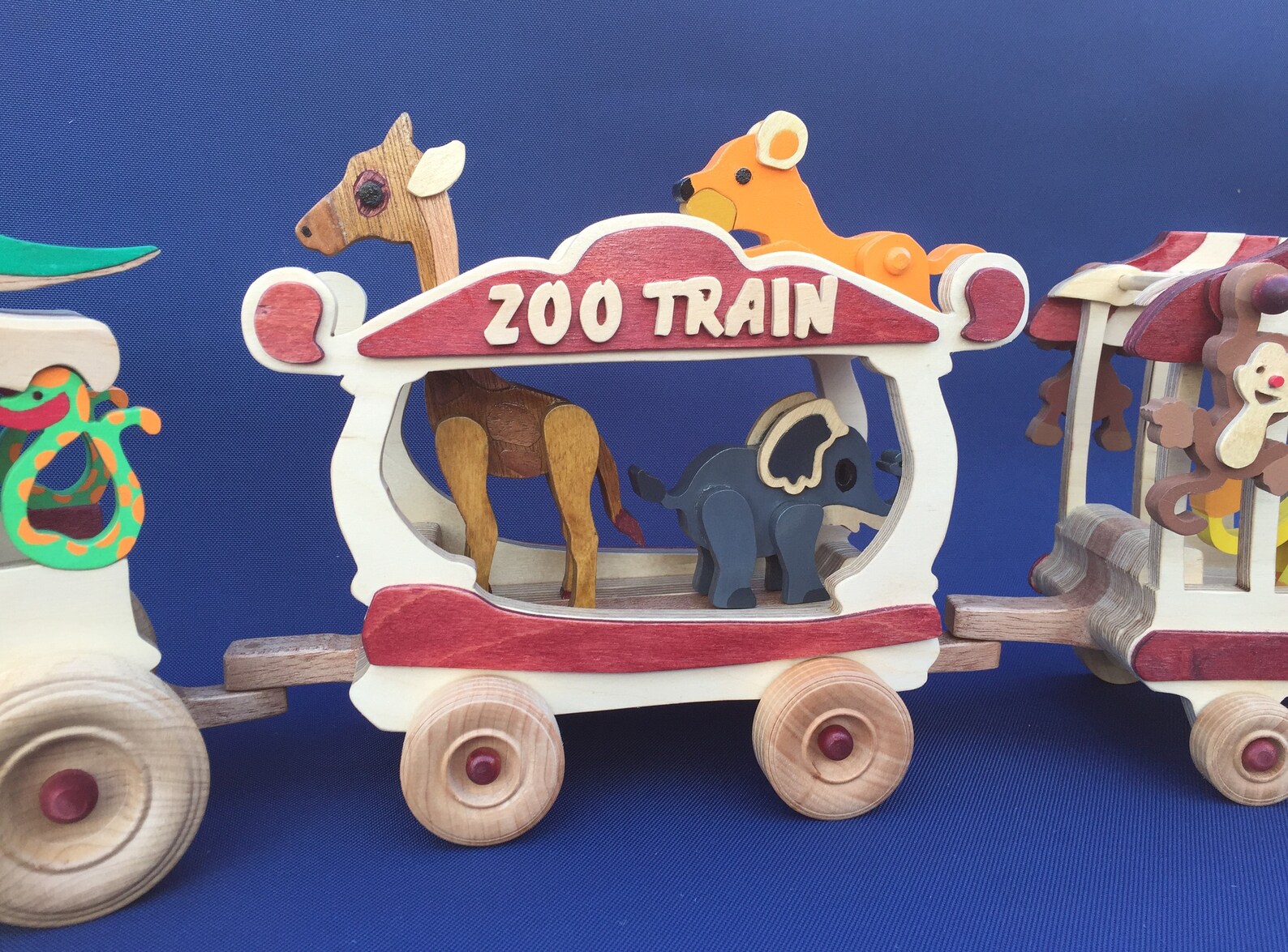 Wooden Zoo Train Wooden Train with Animals Model Train with Etsy