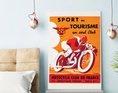 Sport n Tourisime Poster Motocycle Club De France Poster Sport Theme Decor Motor Racing Poster High-Quality Print Poster Canvas