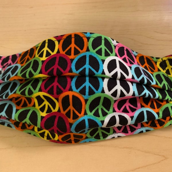 Peace Sign Face Mask ~ ADJUSTABLE & REVERSIBLE ~ Made in USA ~ Free Shipping