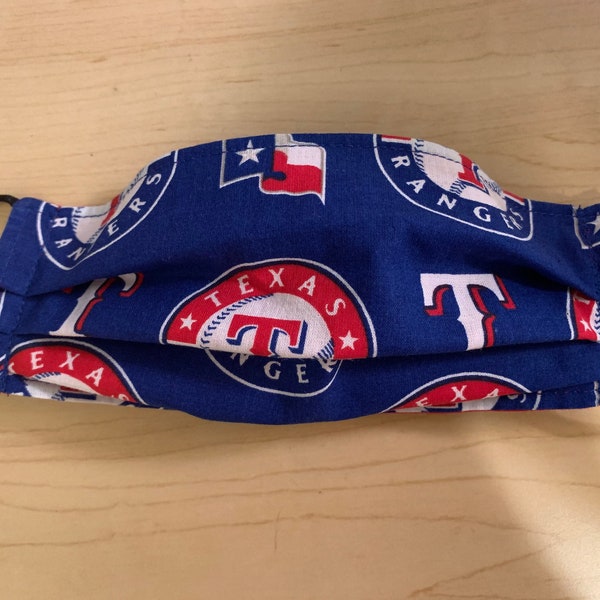 Texas Rangers Face Mask - Extra Long Adjustable Ear Bands ~ XL Size Available ~ Texas Rangers Gifts for Men