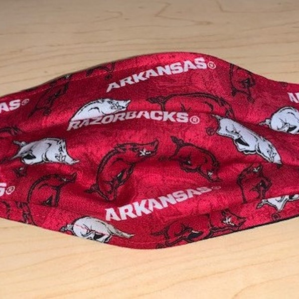 Arkansas Razorbacks Face Mask ~ Extra Long Adjustable Ear Bands ~ XL Size Available ~ FREE Shipping
