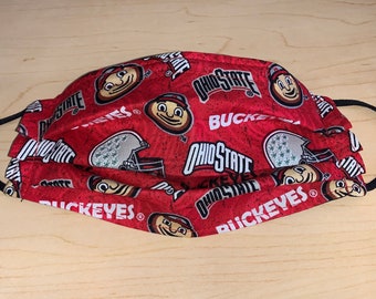 Ohio State Face Mask ~ Extra Long Adjustable Ear Bands ~ Buckeyes ~ XL Size Available ~ Ohio State Gifts for Men