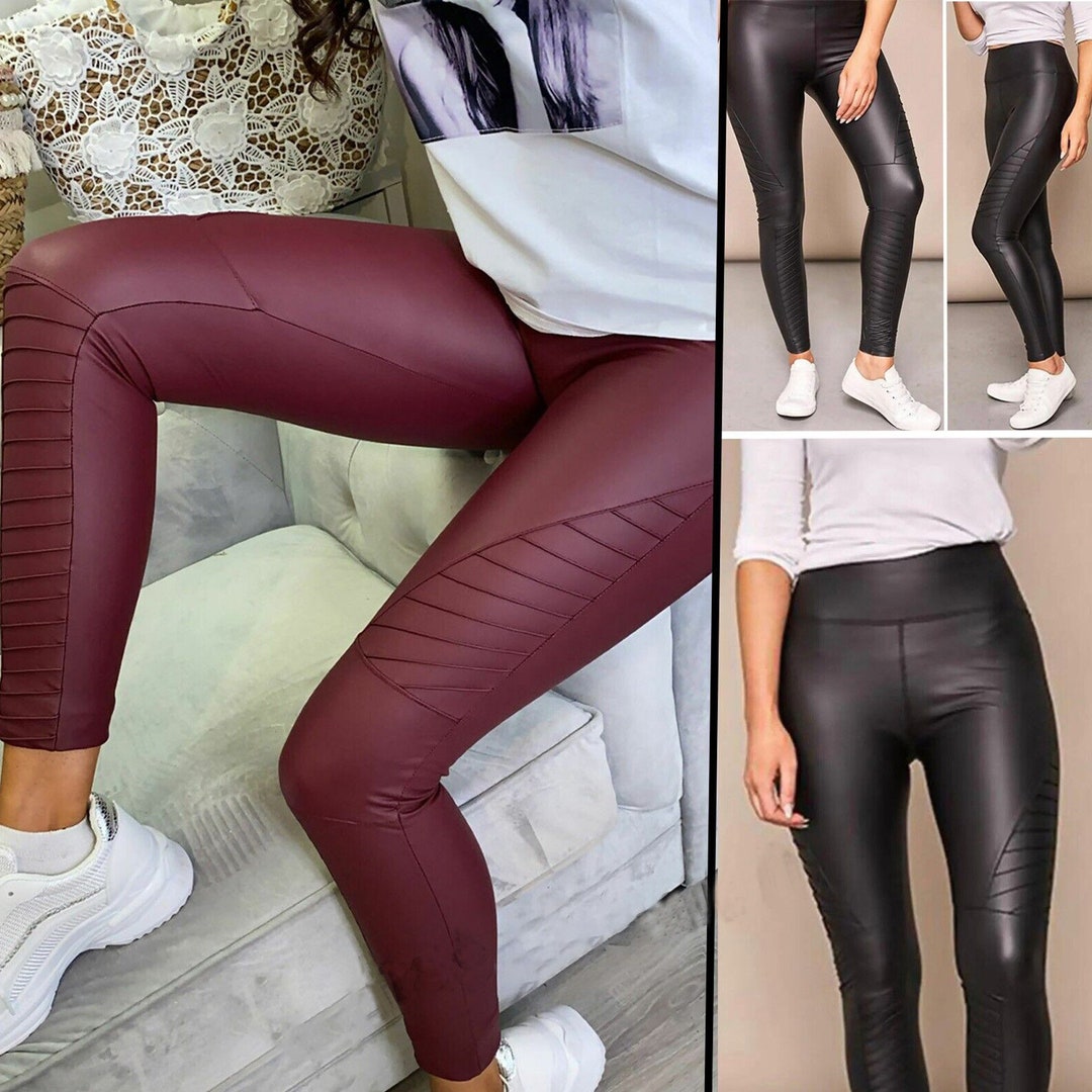PU Leather High Waist Skinny Leggings