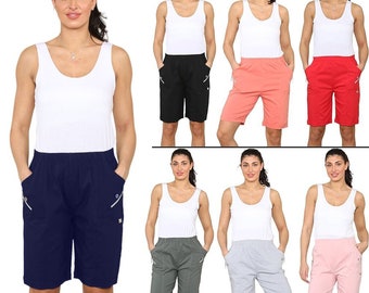 Ladies Womens Cherry Berry Capri Shorts Stretchy Summer Cotton Elasticated Pants