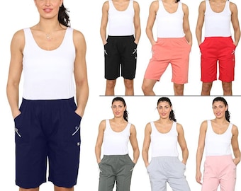 Ladies Womens Cherry Berry Capri Shorts Stretchy Summer Cotton Elasticated Pants