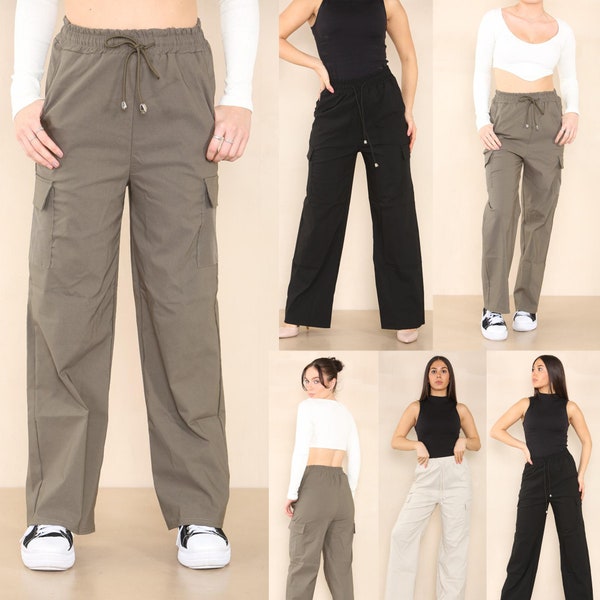 Womens Ladies Palazzo Wide Leg Trousers Plain elastic Legging Pant Palazzo Summer Pants 4 Pocket plazzo style legging