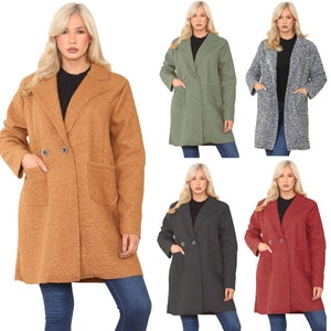 Womens Lapel Wool Coat Trench Jacket Ladies Long Parka Overcoat Parka Plus Size