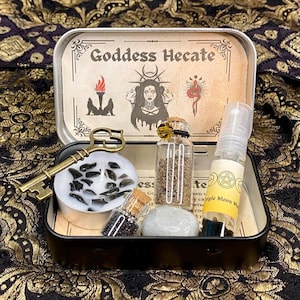 Hekate Altar Tin, Triple Moon Goddess Hekate Shrine Tin, Hecate Altar Offering, Witchcraft box, Goddess decor, Witch Gift, Hellenism, Wicca