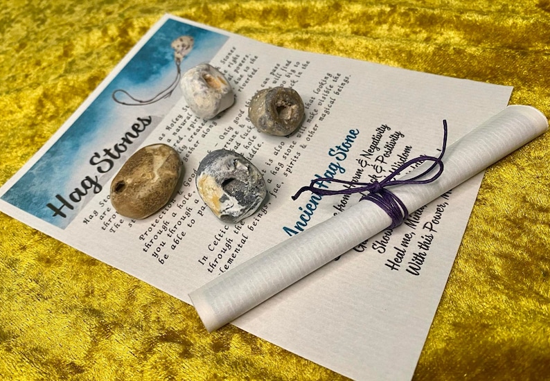2-4 Celtic Hag Stones (small) Multipack, Odin Stone, Holey, Adder Stone, Pagan, for crafting, talisman, Witch Gift, Wiccan Gift image 2