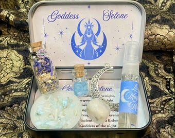 Selene Altar Tin, Goddess of the Moon Offering Shrine, Witchcraft Gift