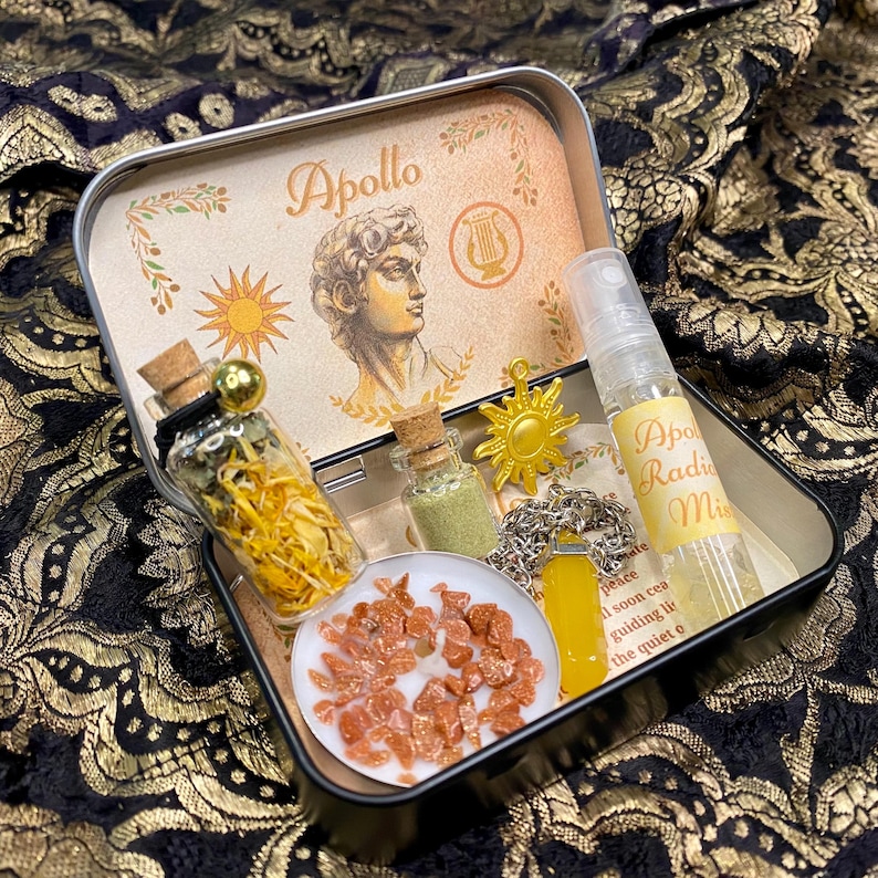 Apollo Altar Tin, Greek God Apollon Shrine Tin, Apollo Offering, Deity Altar, Witchcraft box, Deity decor, Greek God Gift, Hellenism, Wicca image 6