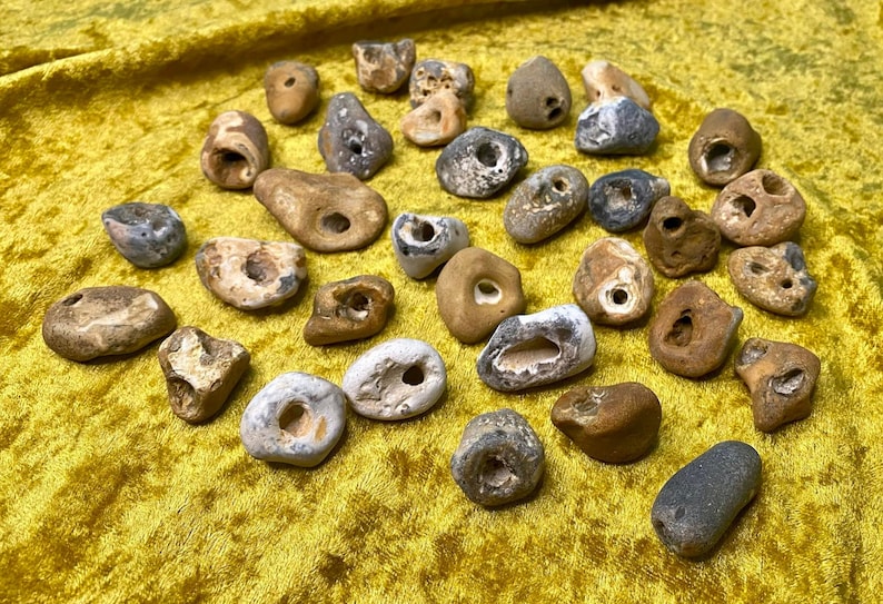2-4 Celtic Hag Stones (small) Multipack, Odin Stone, Holey, Adder Stone, Pagan, for crafting, talisman, Witch Gift, Wiccan Gift image 1