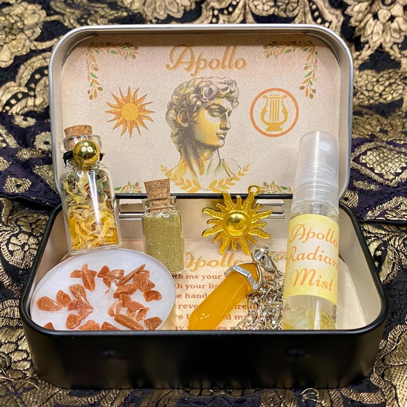 Apollo Altar Tin, Greek God Apollon Shrine Tin, Apollo Offering, Deity Altar, Witchcraft box, Deity decor, Greek God Gift, Hellenism, Wicca image 1