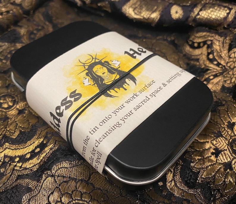 Hekate Altar Tin, Triple Moon Goddess Hekate Shrine Tin, Hecate Altar Offering, Witchcraft box, Goddess decor, Witch Gift, Hellenism, Wicca image 4