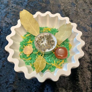 Money Ritual Bowl Kit – Prosperity, Wealthy & Abundance Green Rice Offering Altar, Witch Starter Bowl Kit, Wiccan Gift, Witch Gift