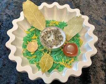 Money Ritual Bowl Kit – Prosperity, Wealthy & Abundance Green Rice Offering Altar, Witch Starter Bowl Kit, Wiccan Gift, Witch Gift
