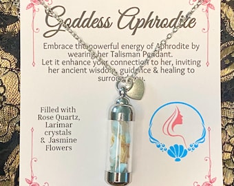 Aphrodite Talisman Necklace, Crystal Spell Jar Necklace, Protective Talisman, Aphrodite Jewellery, Witch Jewellery, Hellenism, Pagan, Wicca