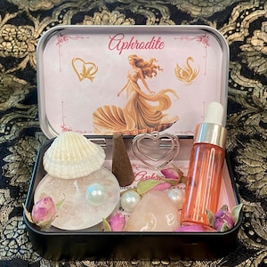Aphrodite Altar Tin, Aphrodite Shrine, Goddess of Love & Beauty Offering, Greek Goddess decor, Witchcraft altar, Witch Gift, Venus, wicca