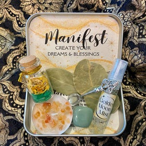 Manifest Altar Tin, Witch Tin for Manifestation, Law of Attraction, Abundance, Prosperity, Success, Witch gift, Spiritual Gift, Wicca, Pagan