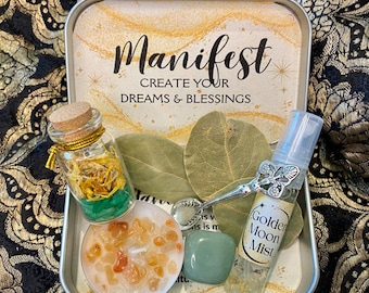Manifest Altar Tin, Witch Tin for Manifestation, Law of Attraction, Abundance, Prosperity, Success, Witch gift, Spiritual Gift, Wicca, Pagan