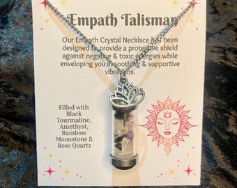 Empath Crystal Necklace: Crystals to Protect, Shield, Uplift your Energy, Spiritual Gift, Witch Talisman