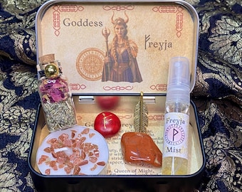 Freyja Altar Tin: Norse Goddess Shrine, Offering, Witchy Gift, Pagan, Wicca