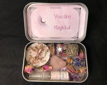 Self Love Witch Altar Tin, Witchcraft Kit for Self Care, Baby Witch Starter Self Love Tin, Wellbeing box, Witch Gift,  Healing Gift box