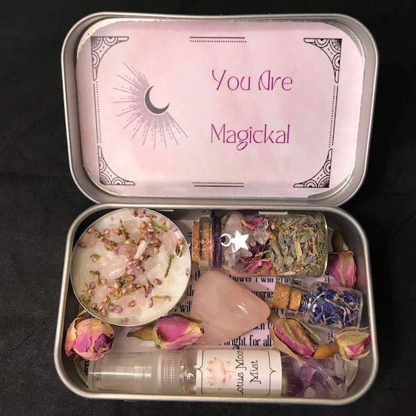 Self Love Witch Altar Tin, Witchcraft Kit for Self Care, Baby Witch Starter Self Love Tin, Wellbeing box, Witch Gift,  Healing Gift box