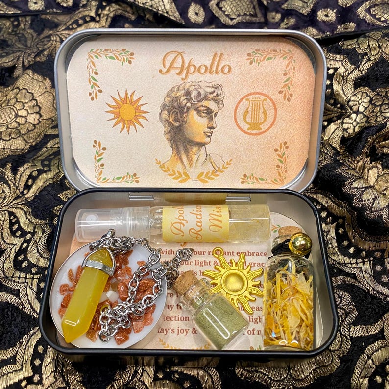 Apollo Altar Tin, Greek God Apollon Shrine Tin, Apollo Offering, Deity Altar, Witchcraft box, Deity decor, Greek God Gift, Hellenism, Wicca image 10