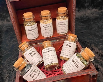 Witch Apothecary Set, Cleansing & Protection Herbs, Spell Bottles