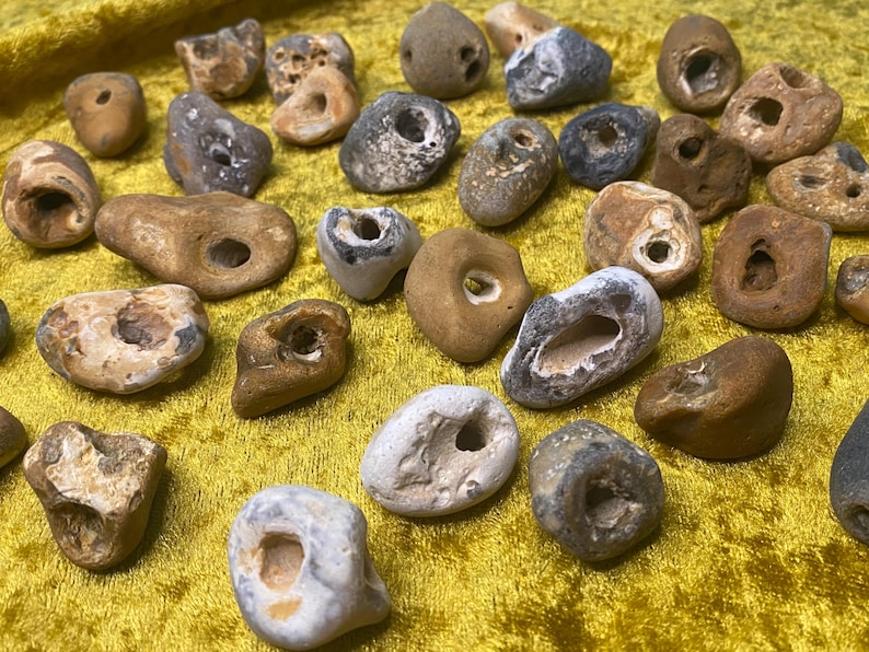 2-4 Celtic Hag Stones (small) Multipack, Odin Stone, Holey, Adder Stone, Pagan, for crafting, talisman, Witch Gift, Wiccan Gift image 3
