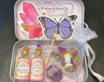 Magic Fairy Wishing Tin, Fairy Dust, Fairy Wand, Magic Fairy Kit, Witch Tin, Faery Kit, Fairy Bottles, Baby Witch Starter Kit, pagan, gift