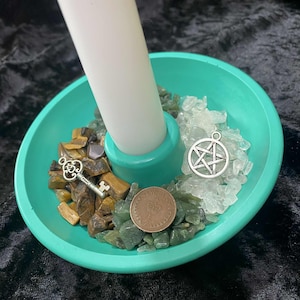 Manifesting Candle Holder Bowl, Abundance Spell Bowl, Altar Offering Bowl, Witchy Décor, Witchcraft Supplies, Pagan, Wiccan, Spiritual Gift