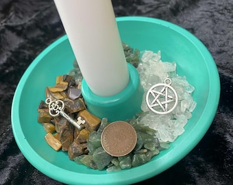 Manifesting Candle Holder Bowl, Abundance Spell Bowl, Altar Offering Bowl, Witchy Décor, Witchcraft Supplies, Pagan, Wiccan, Spiritual Gift